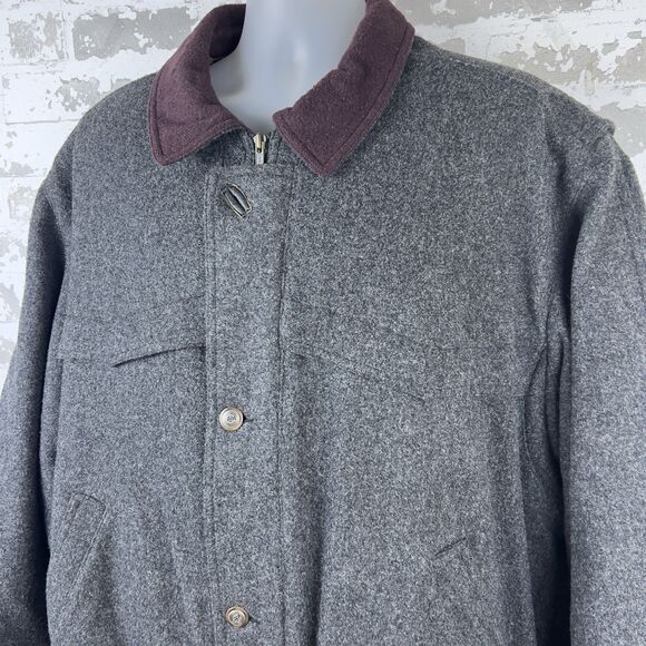 Members Only Wool Bomber‎ Jacket Men’s 46 (XL) Gray Purple Black Leather Patches - Picture 7 of 15